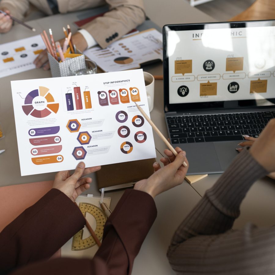 high-angle-people-working-with-laptop